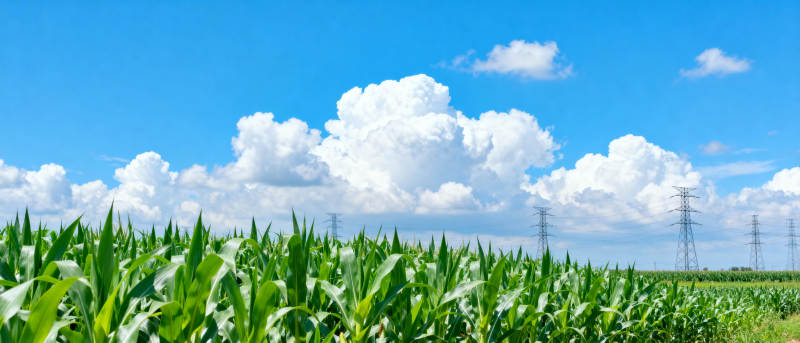 玉米田与蓝天白云图片