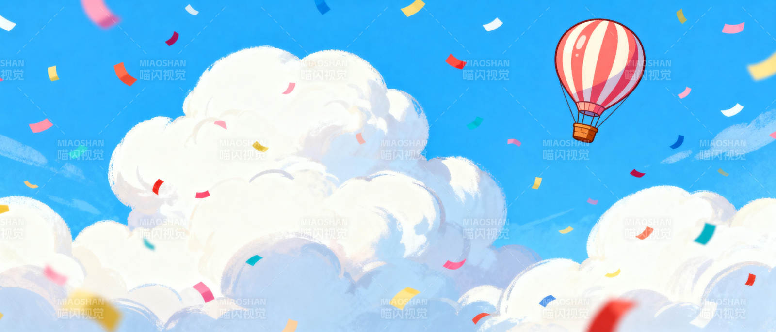 热气球飞越云海图片