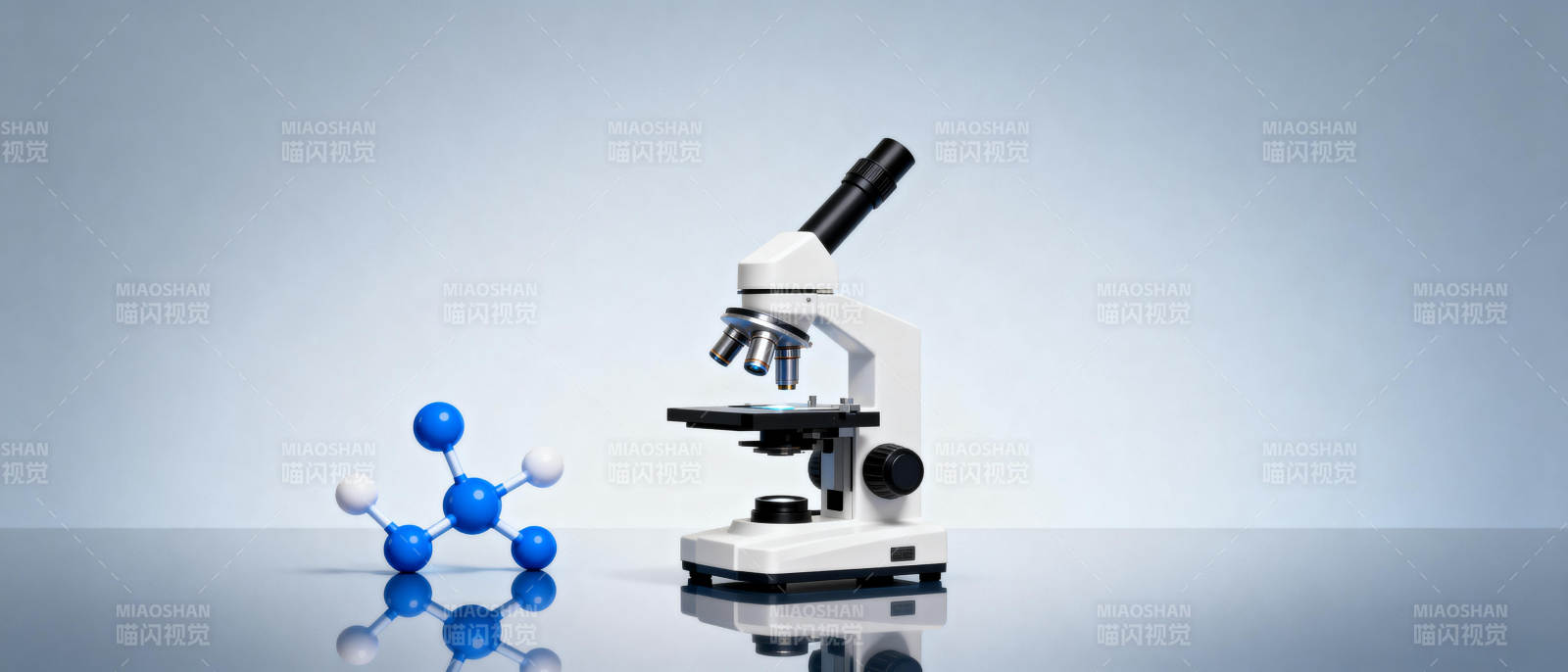 显微镜与分子模型图片