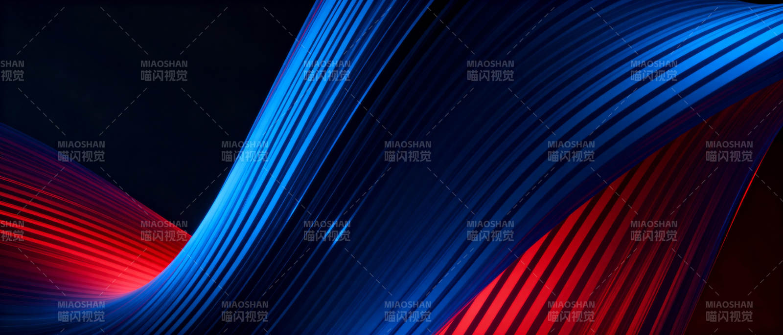 蓝红交织的流动线条图片