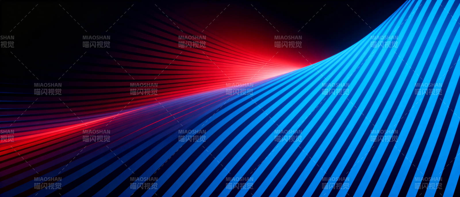 红蓝交织的光影曲线图片