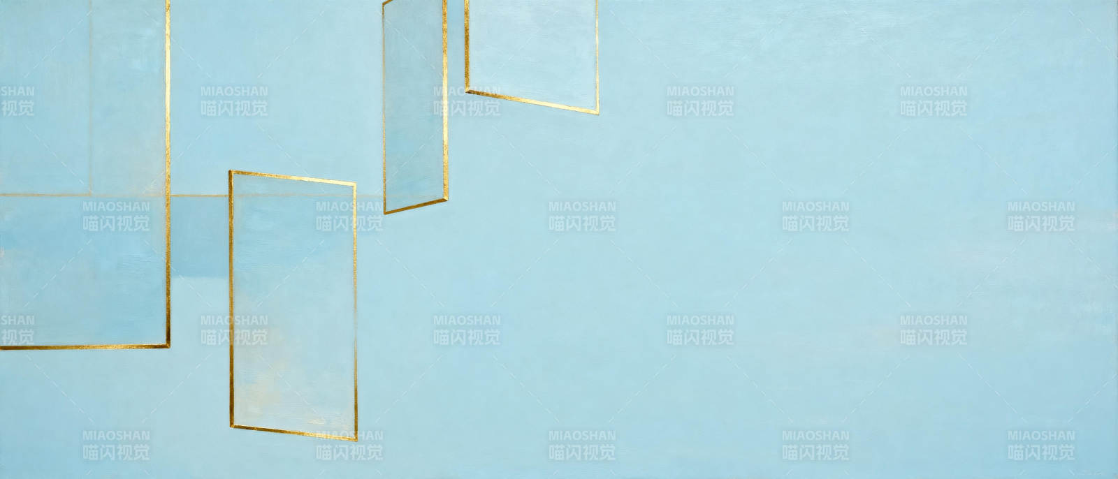 金框蓝底简约风图片