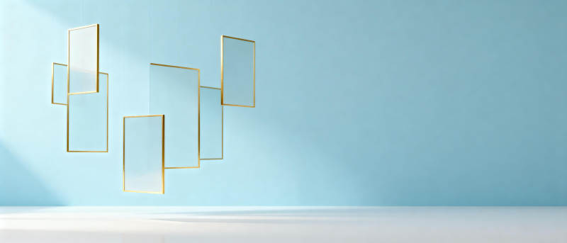 金色镜框悬空艺术图片