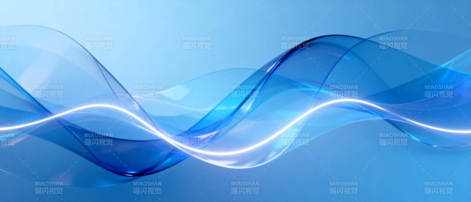 蓝色波浪光影图片