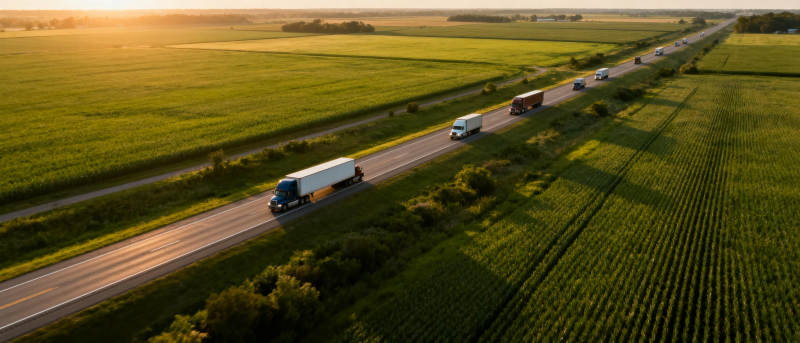公路旁的金色田野图片