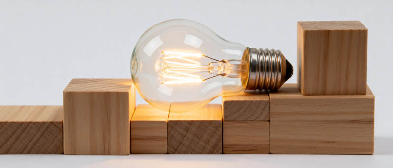灯泡与木块创意组合图片
