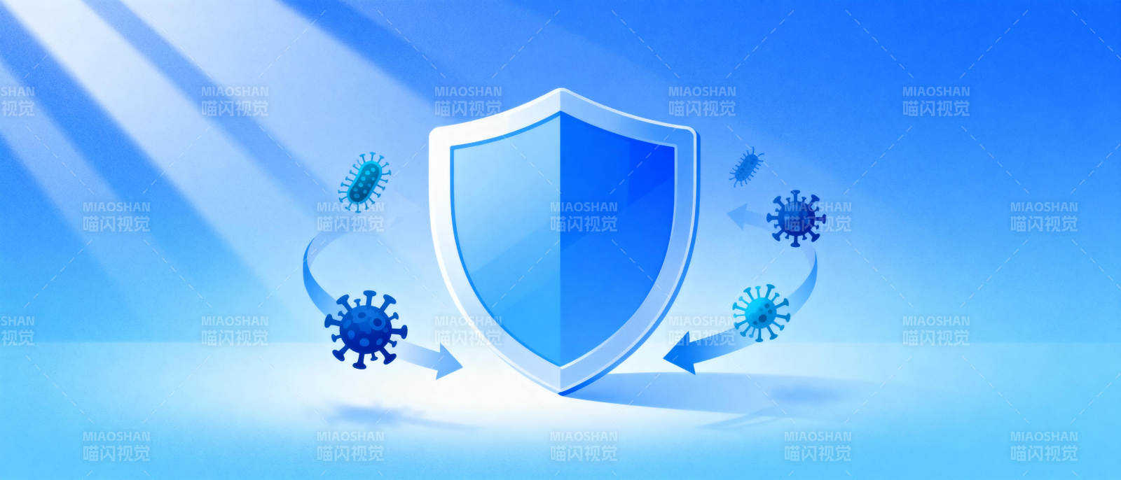 防护盾抵御病毒图片