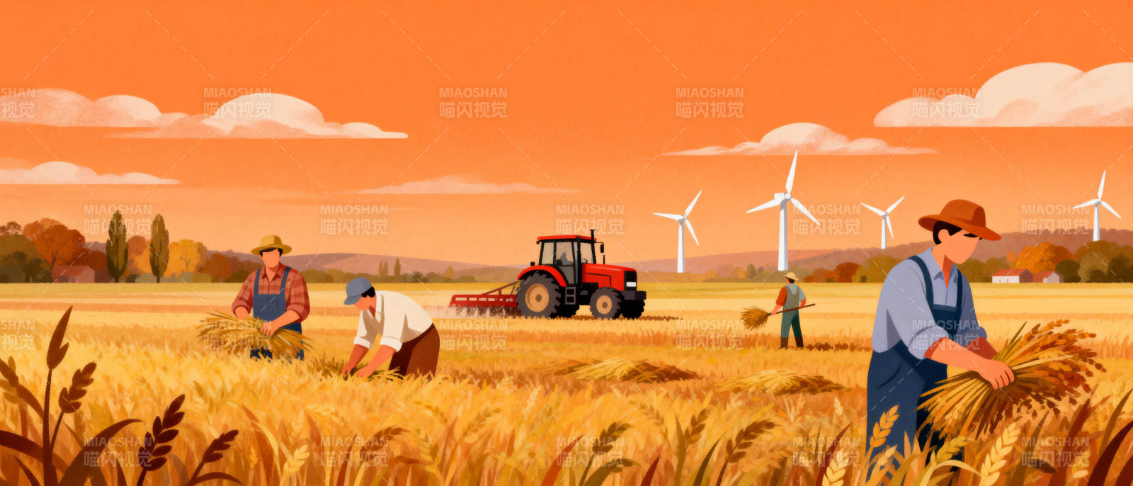 金秋丰收图图片