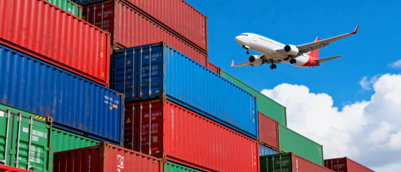 集装箱与飞机运输图片