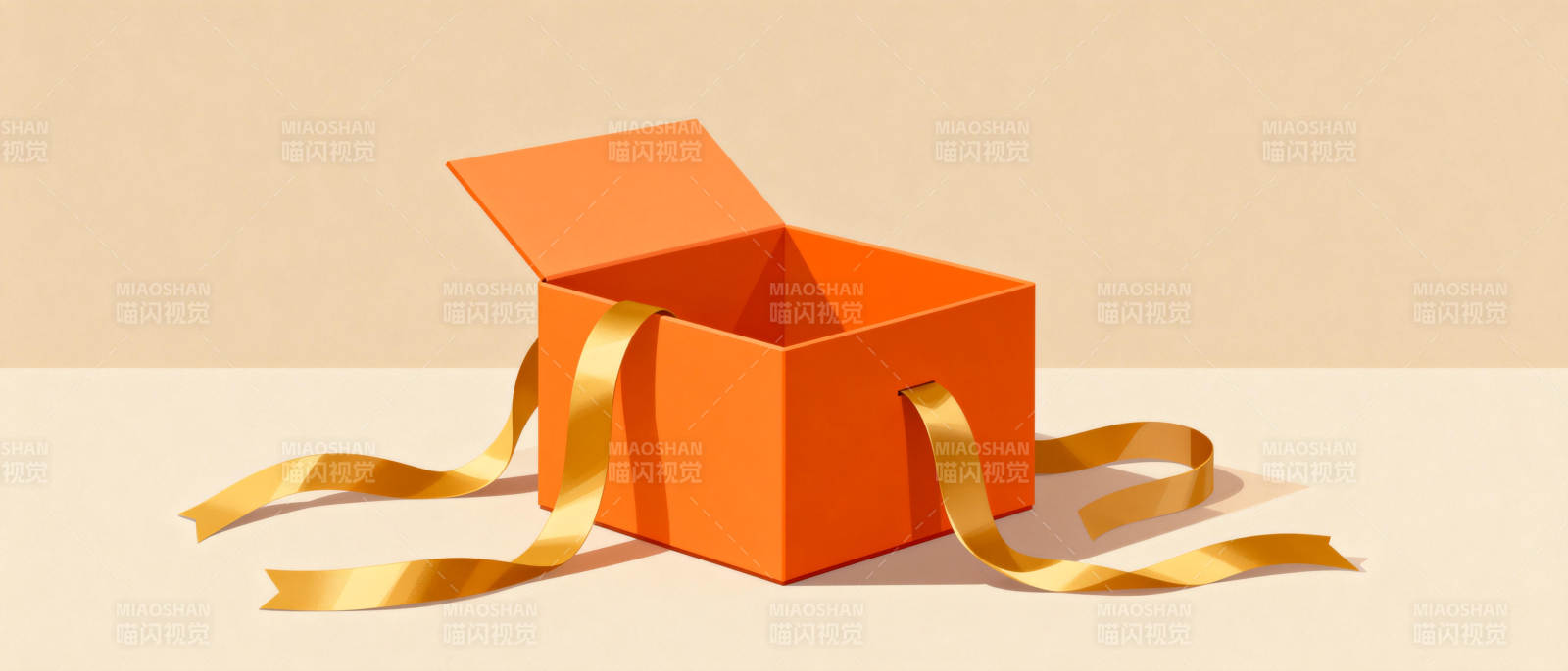 橙色礼盒开箱瞬间图片