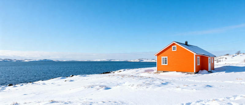 雪地橙屋临海图片