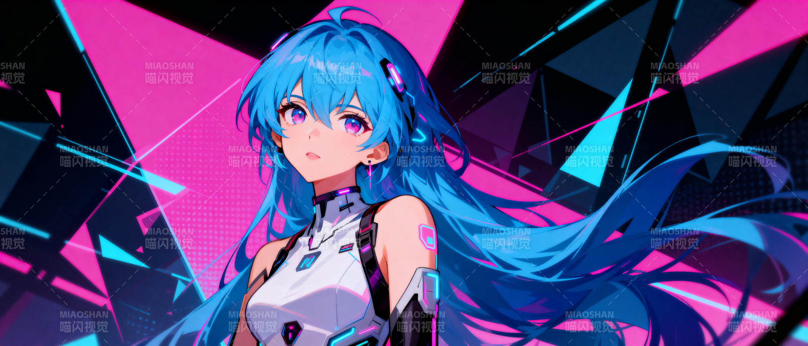 蓝发少女未来风图片