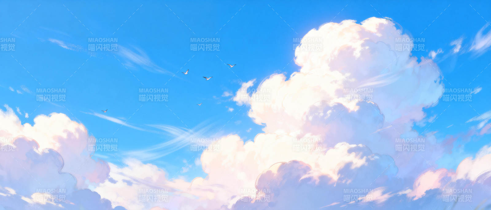 蓝天白云飞翔图片