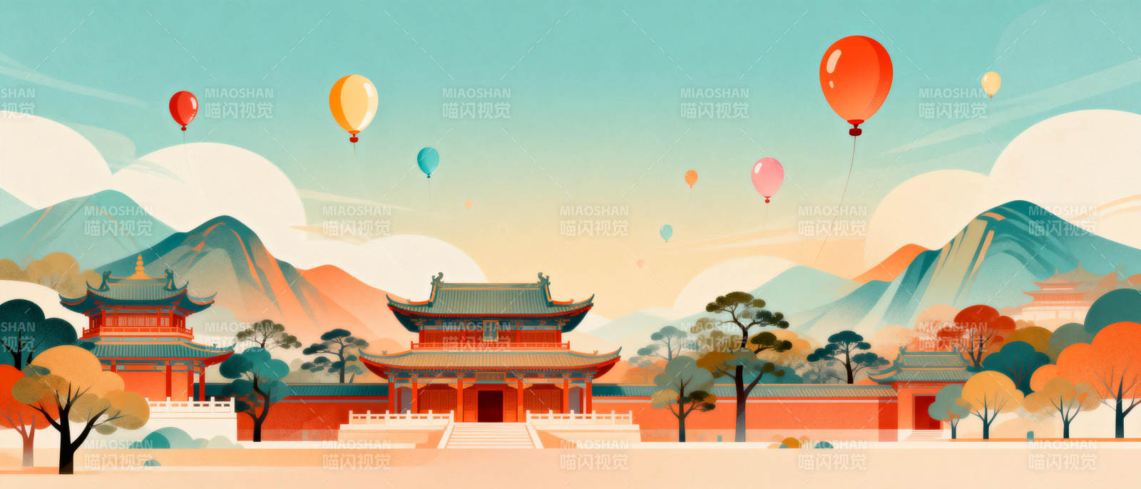 秋日古建筑风光图片