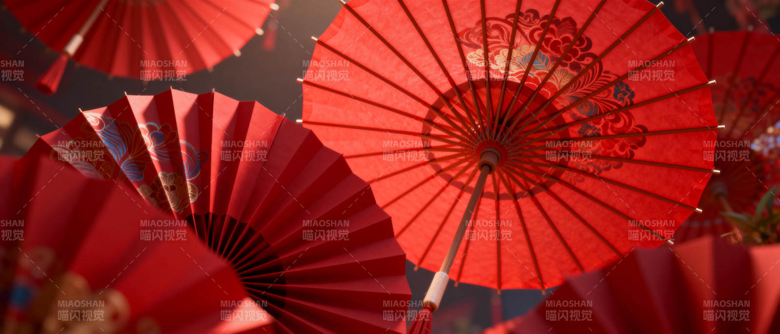 红伞映春光图片