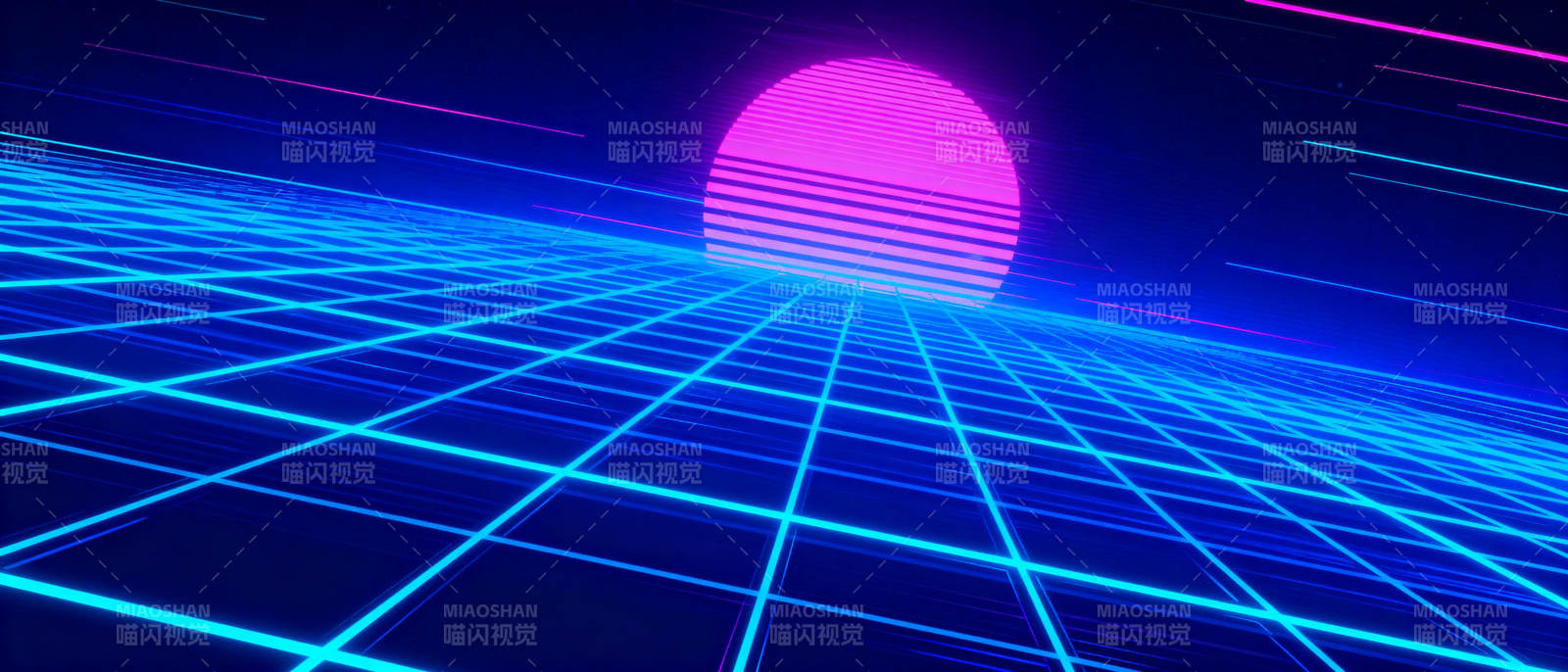 霓虹网格日落图片