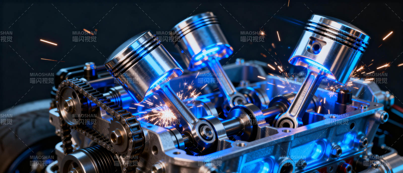 引擎轰鸣 电光四射图片