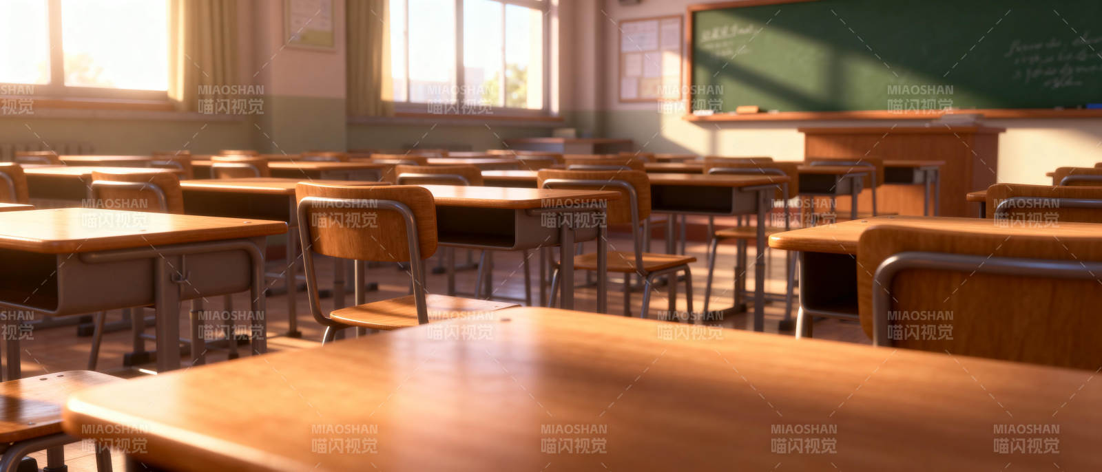 阳光洒满的教室图片