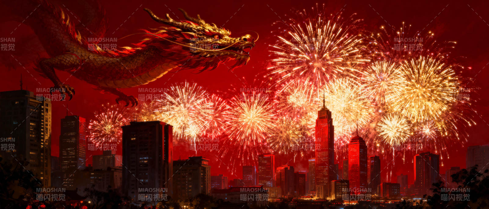 龙舞烟花夜景图片