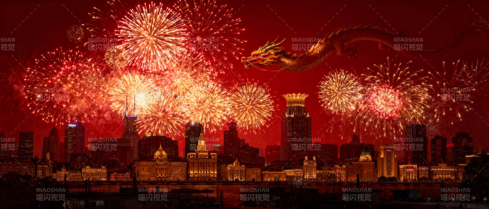 龙舞烟花映城夜图片