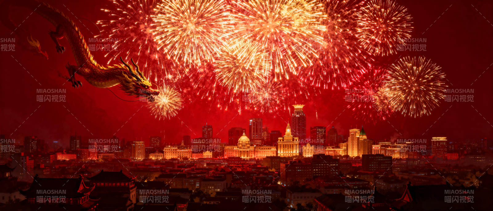龙舞烟花夜景图片