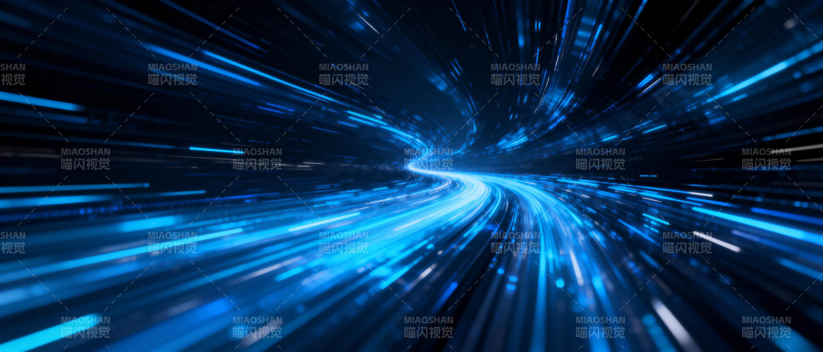 蓝色光速隧道图片