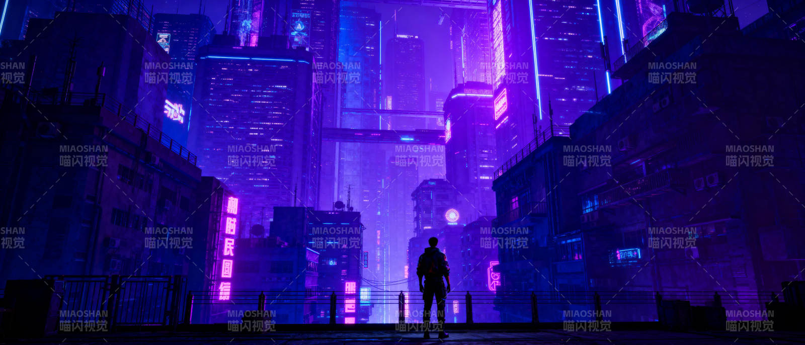 霓虹都市夜影图片