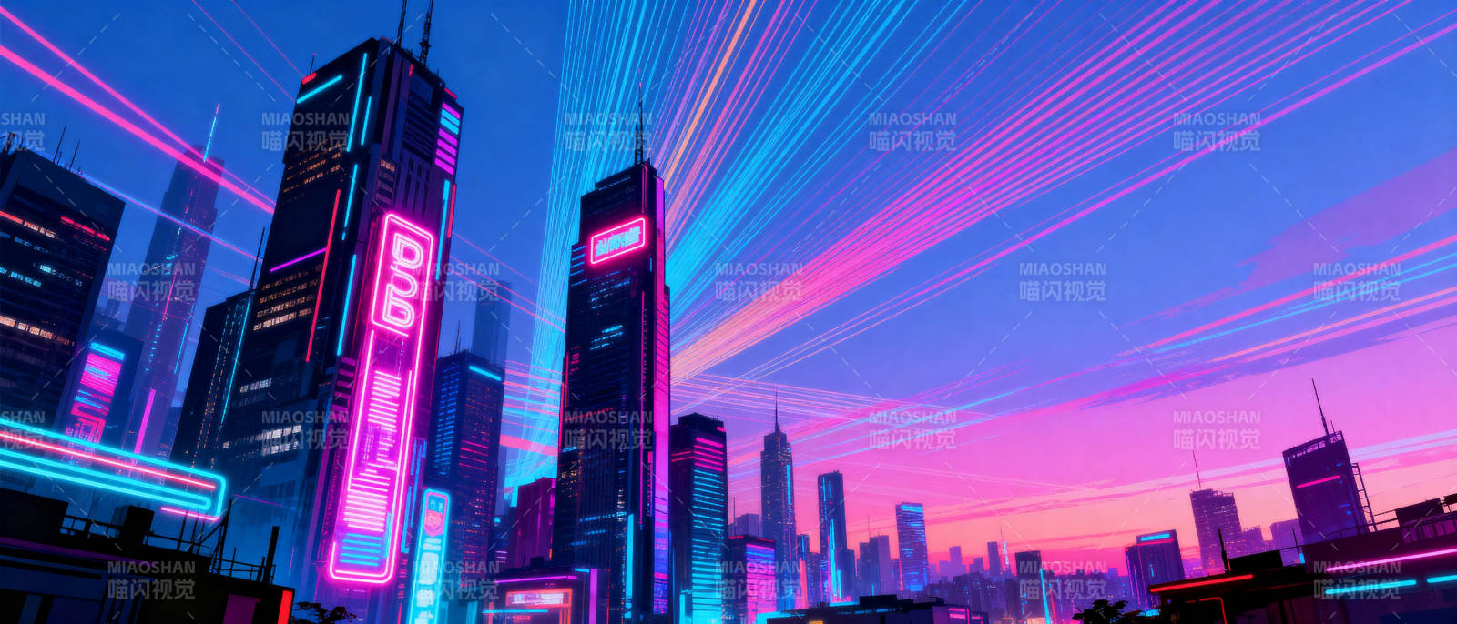 霓虹都市夜景图片