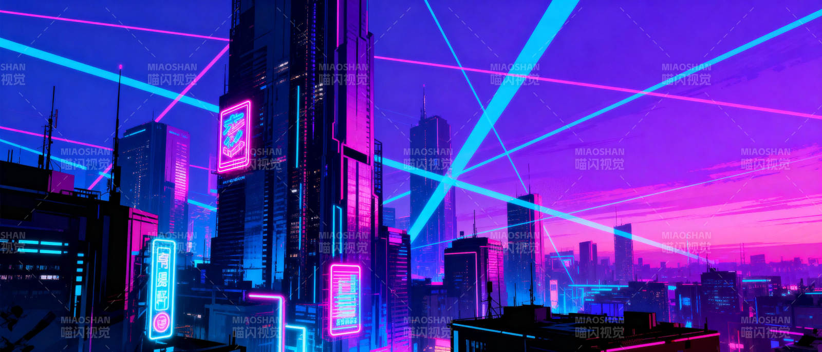 霓虹都市夜景图片