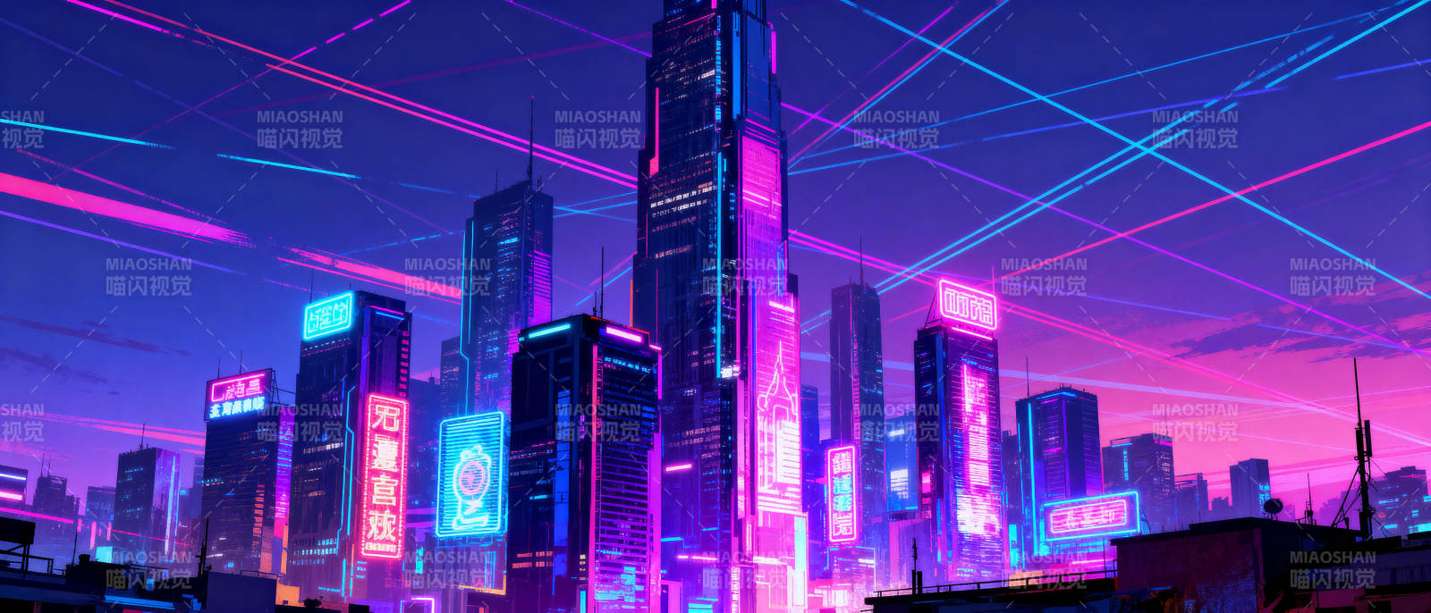 霓虹都市夜景图片