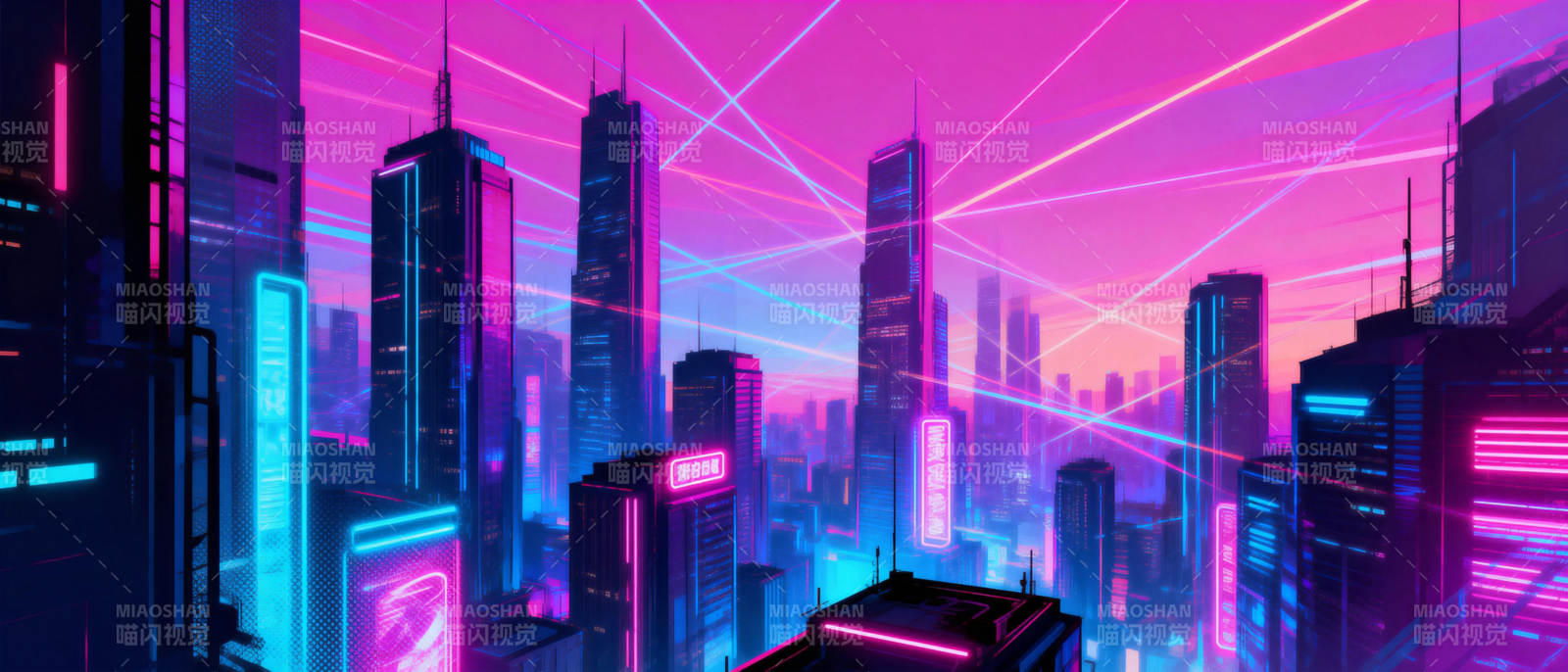 霓虹都市夜景图片