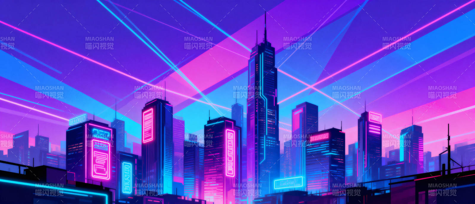 霓虹都市夜景图片