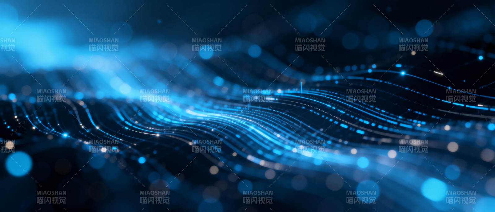 蓝色数据流波纹图片