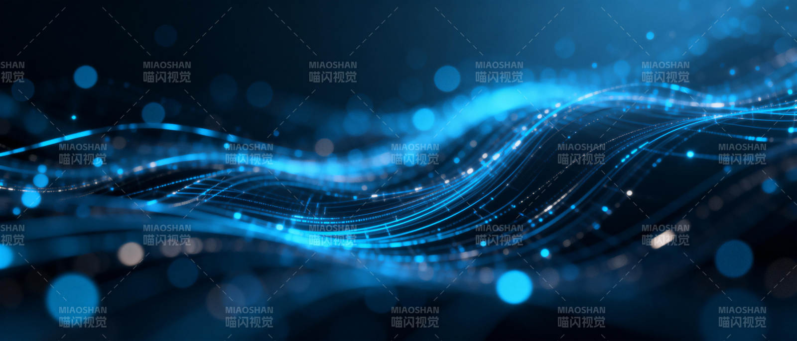 蓝色光波流动图片