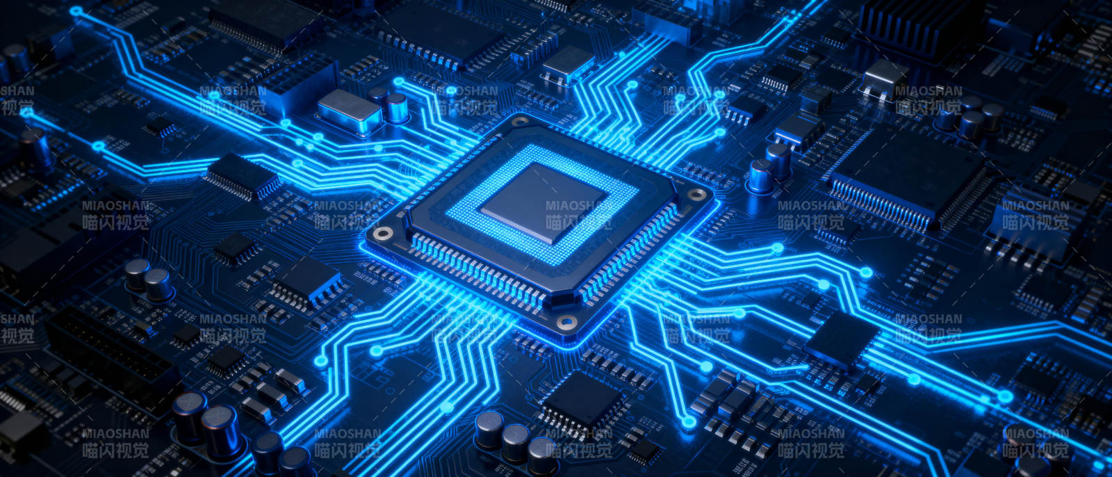 芯片电路发光图图片