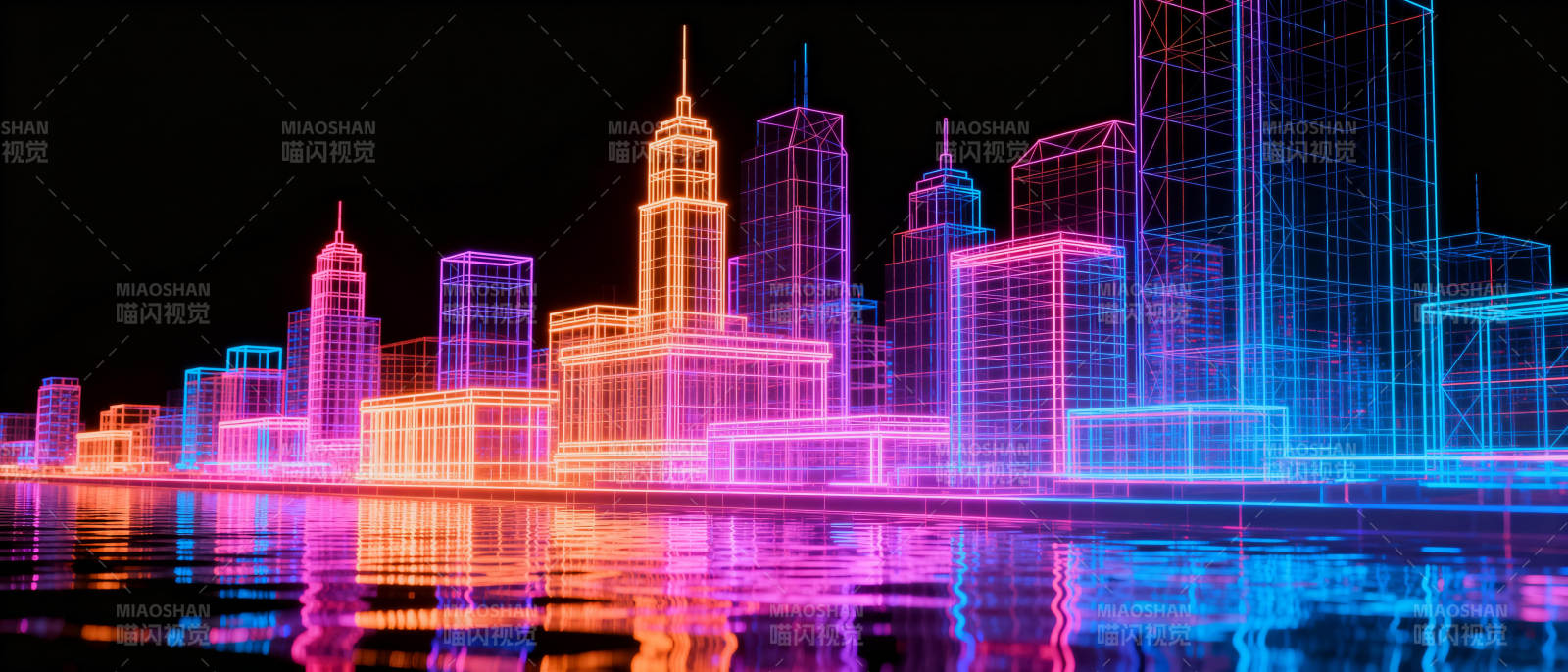 霓虹都市夜景图片