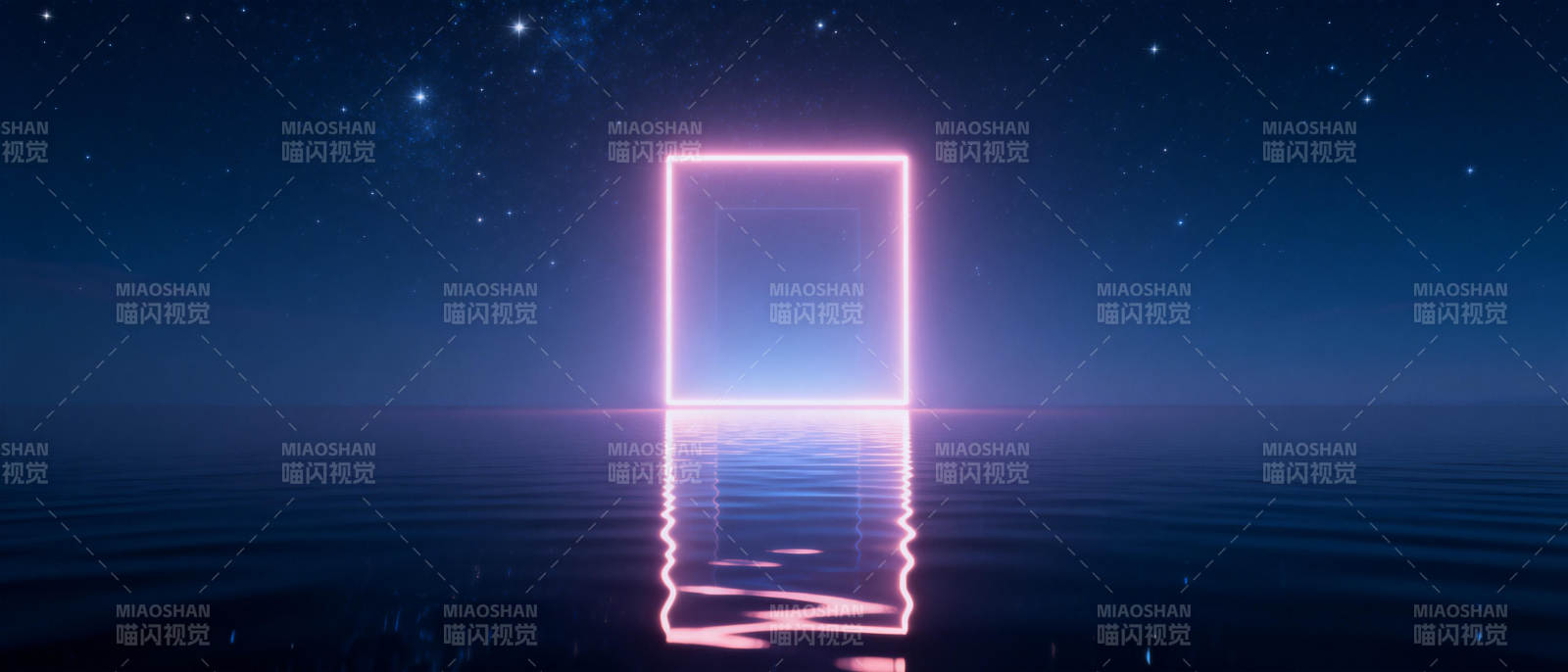霓虹门映水夜空图片