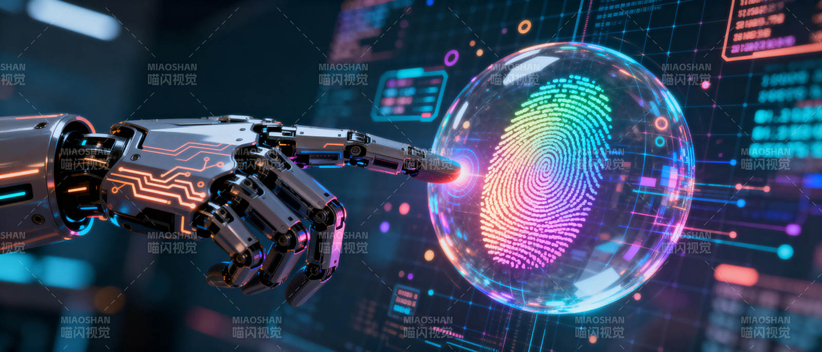 机械手触碰指纹球图片