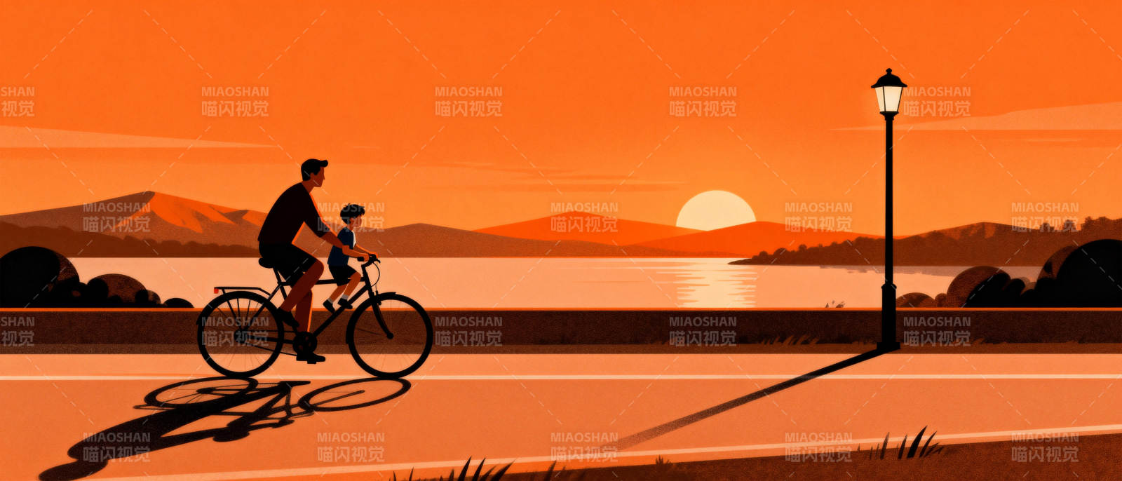 夕阳下的骑行时光图片