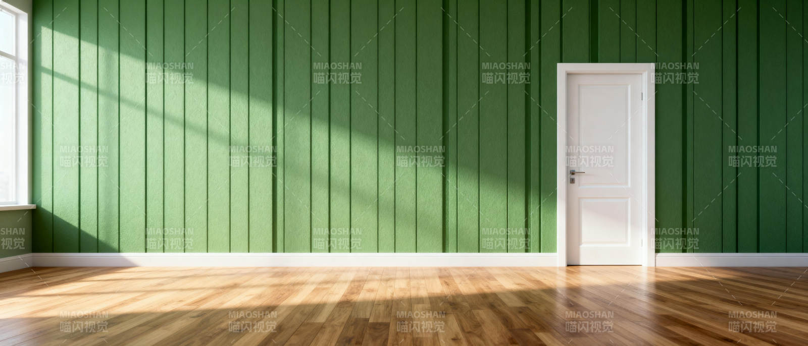 绿墙木门空房间图片