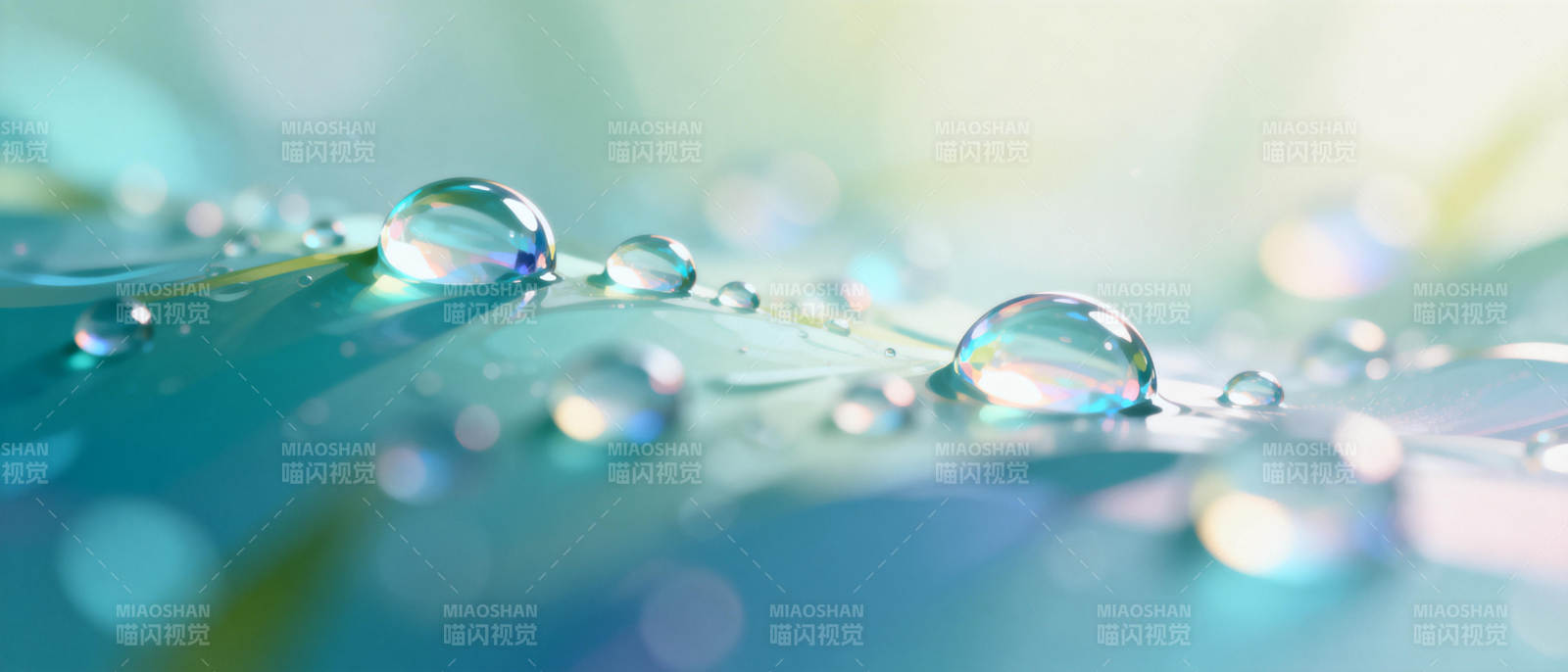 露珠晶莹叶上栖图片