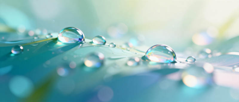 露珠晶莹叶上栖图片