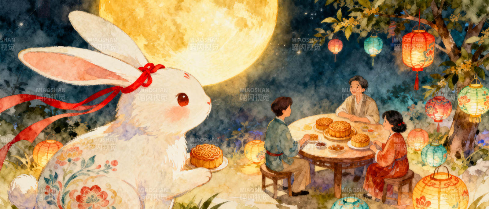 中秋月圆兔伴欢图片