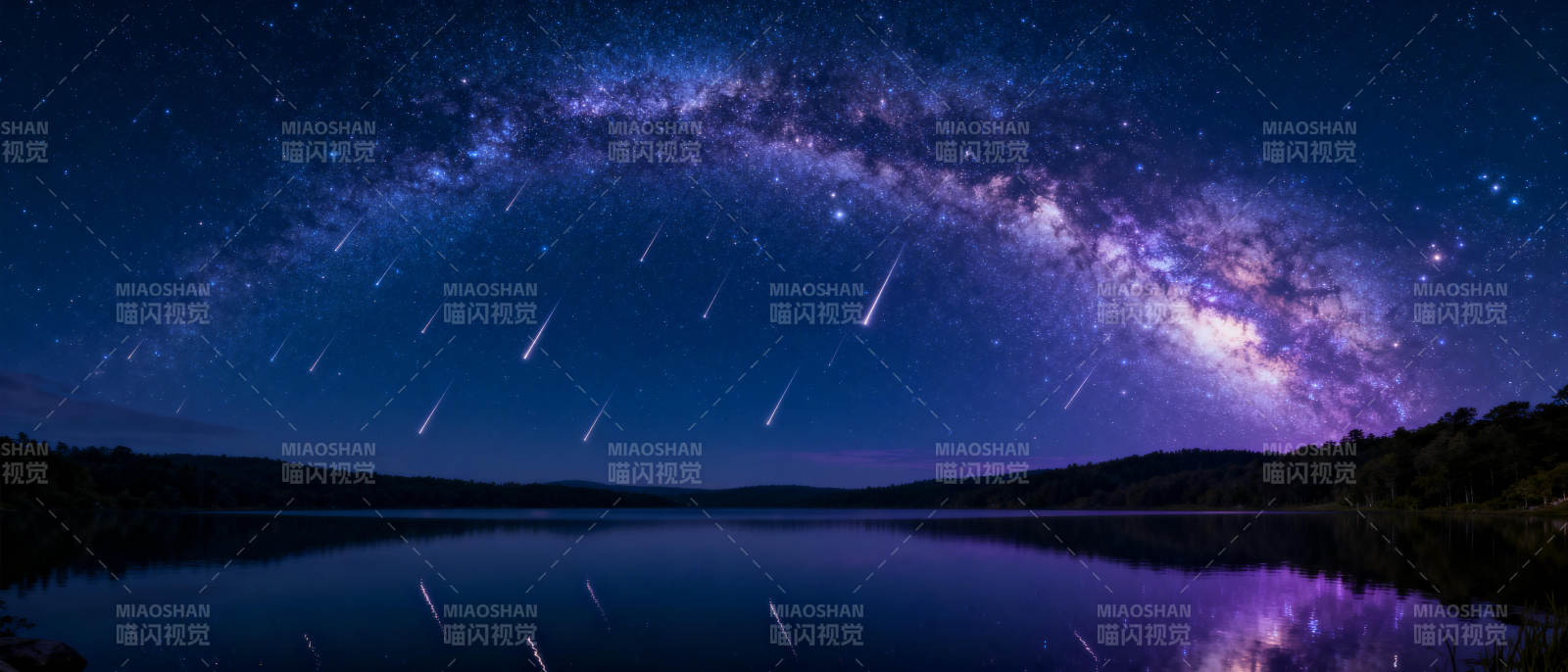 星河倒映湖面图片