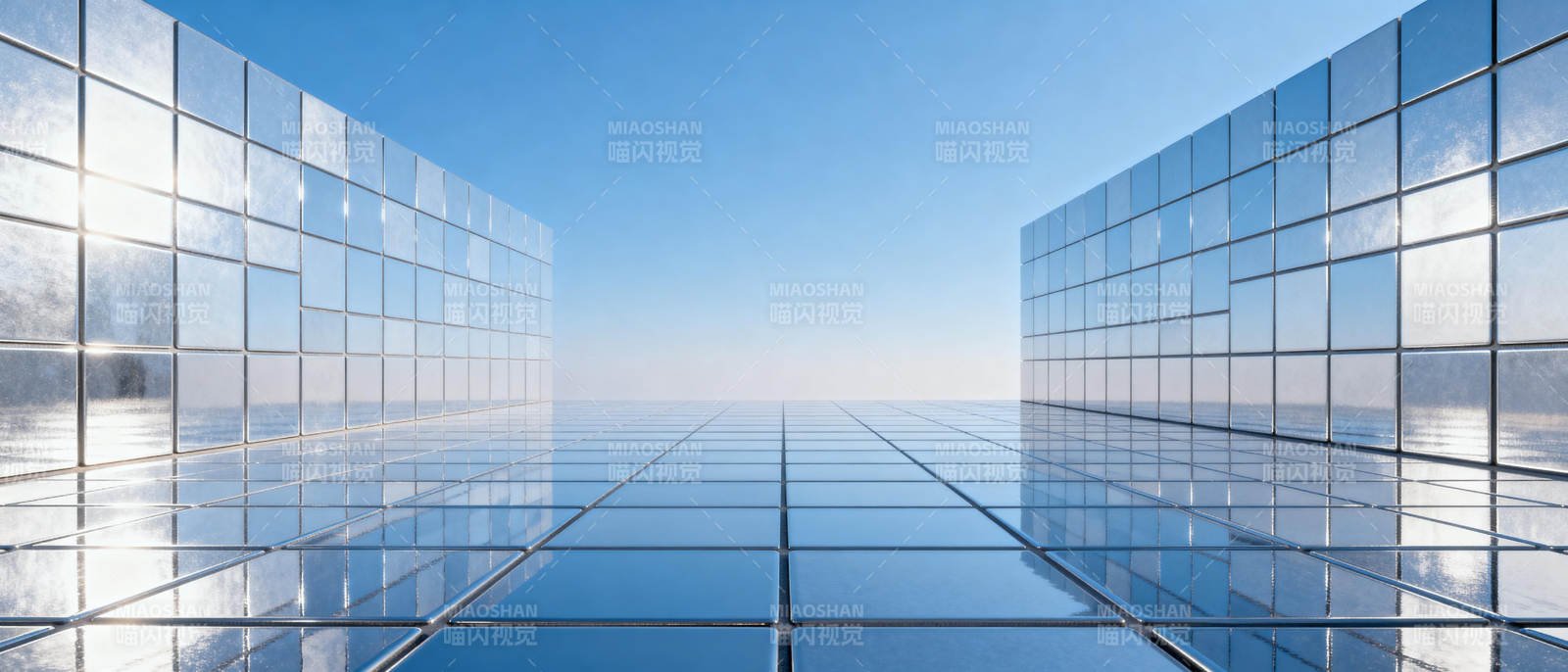 镜面建筑走廊图片