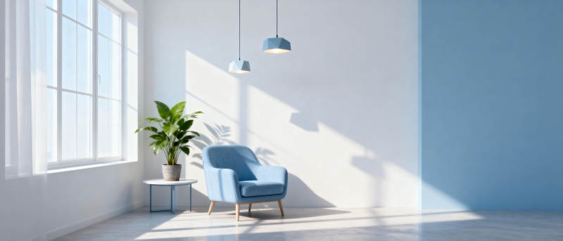 简约蓝调客厅一角图片