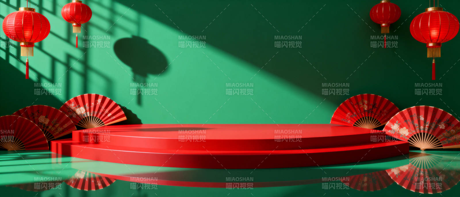 红扇映灯 绿影生辉图片