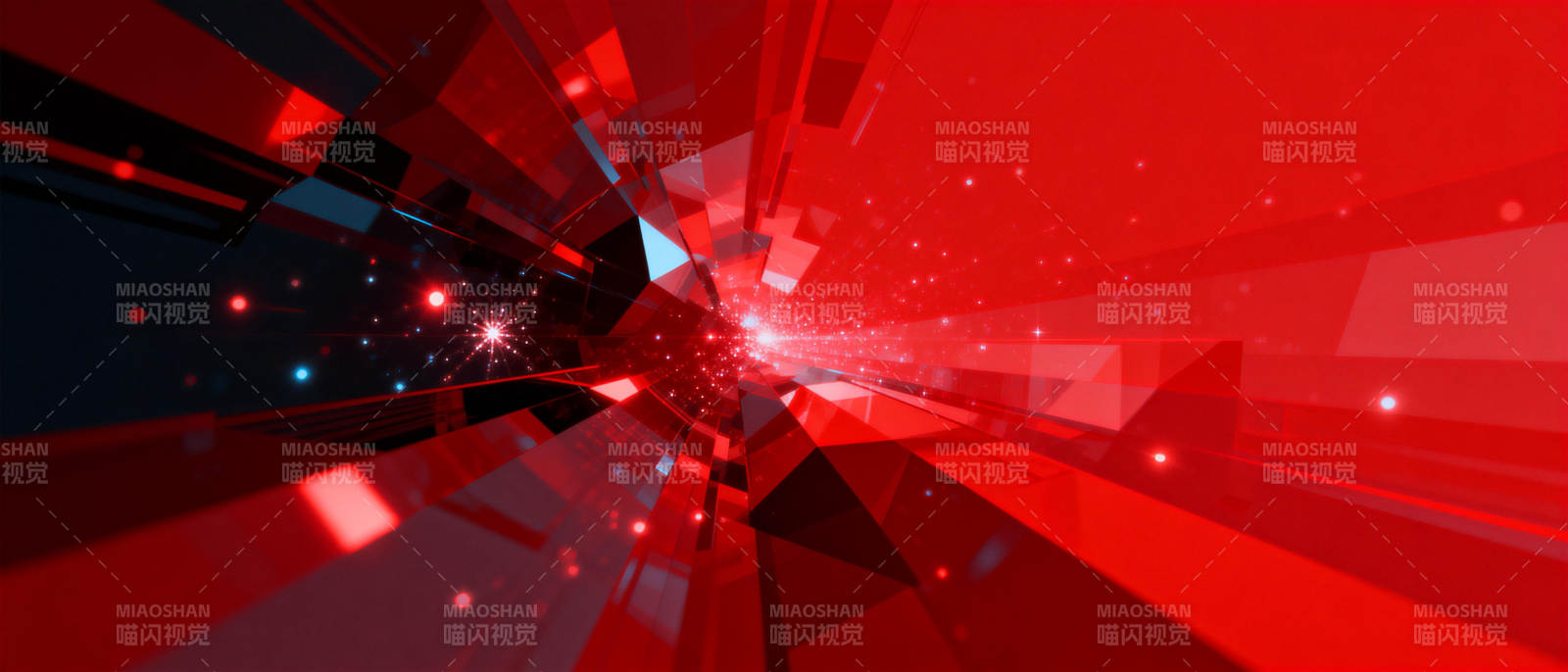红色几何光效隧道图片