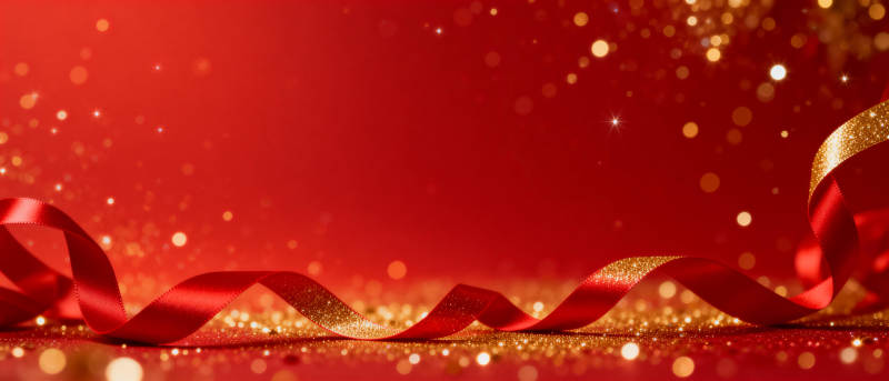 璀璨红丝带贺岁图片