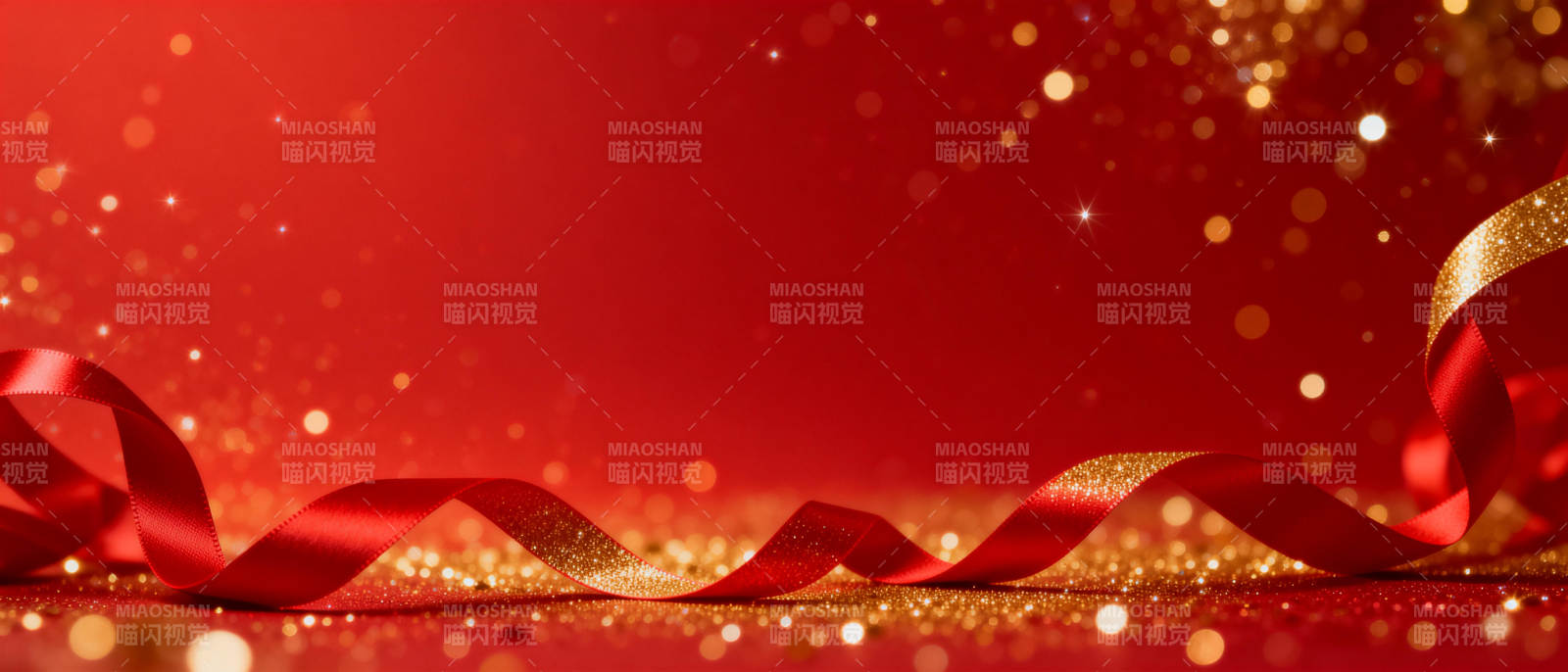 璀璨红丝带贺岁图片